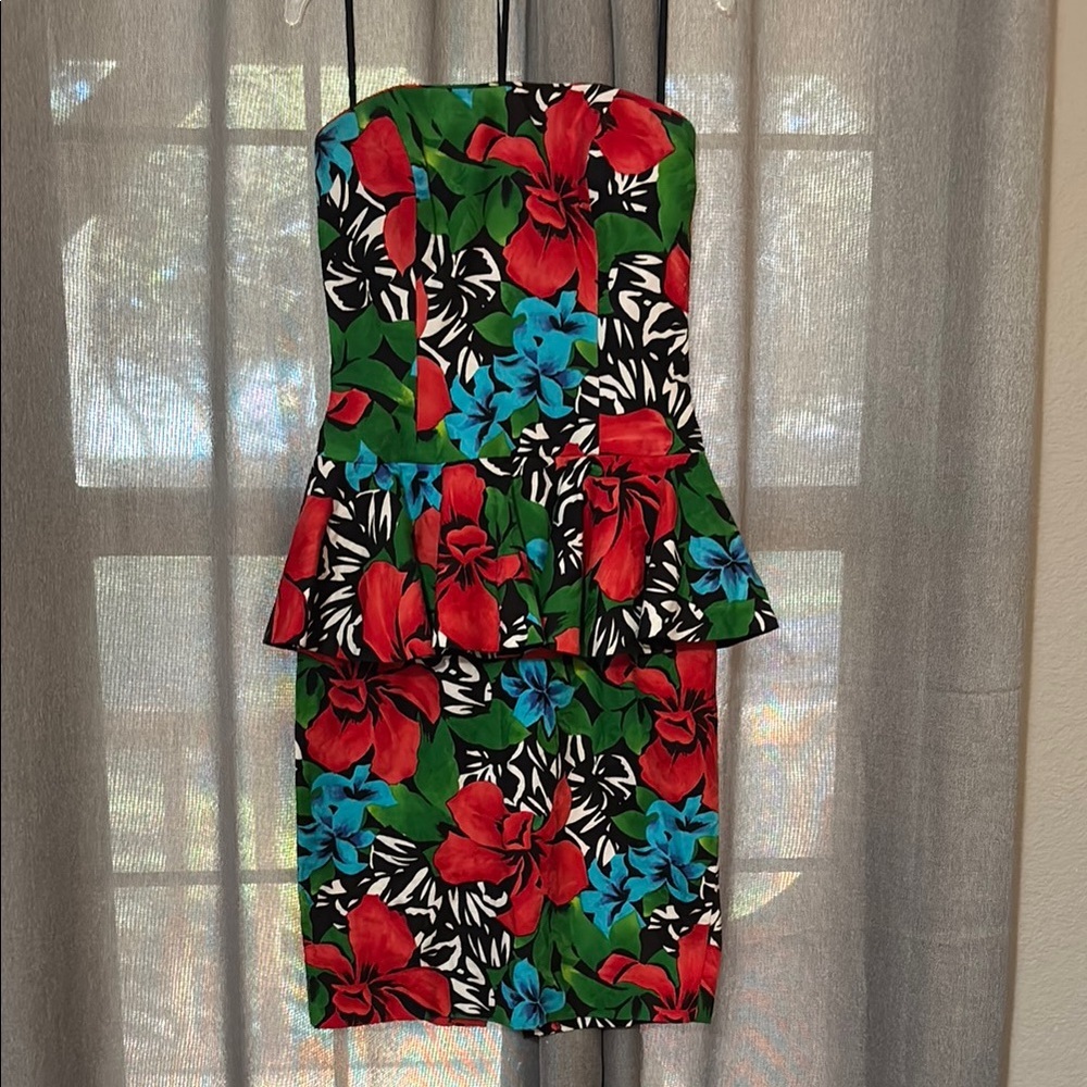A. J. BARI for Lord & Taylor Strapless Peplum Party Dress